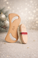 Mar’le %100 Doğal At Kılı Fırçası ve Mar’le Ahşap Selülit Masaj Aleti