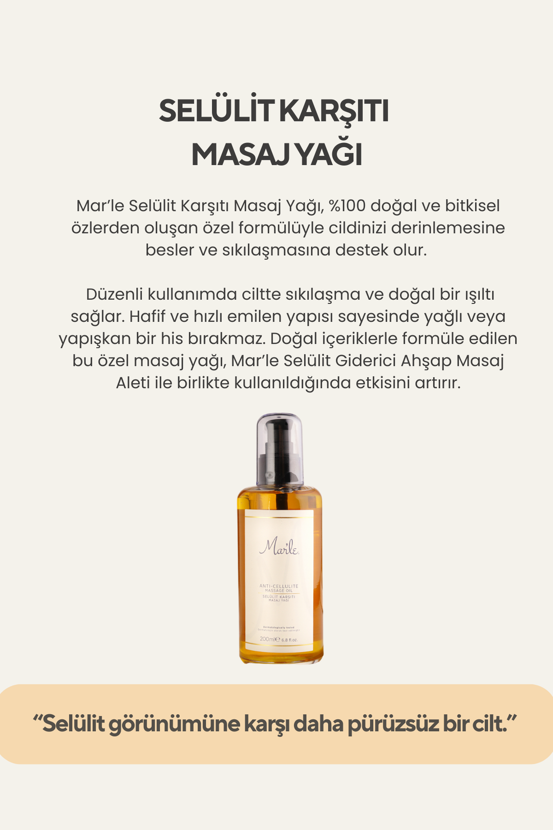Mar'le Selülit Karşıtı Masaj Yağı 200 ML