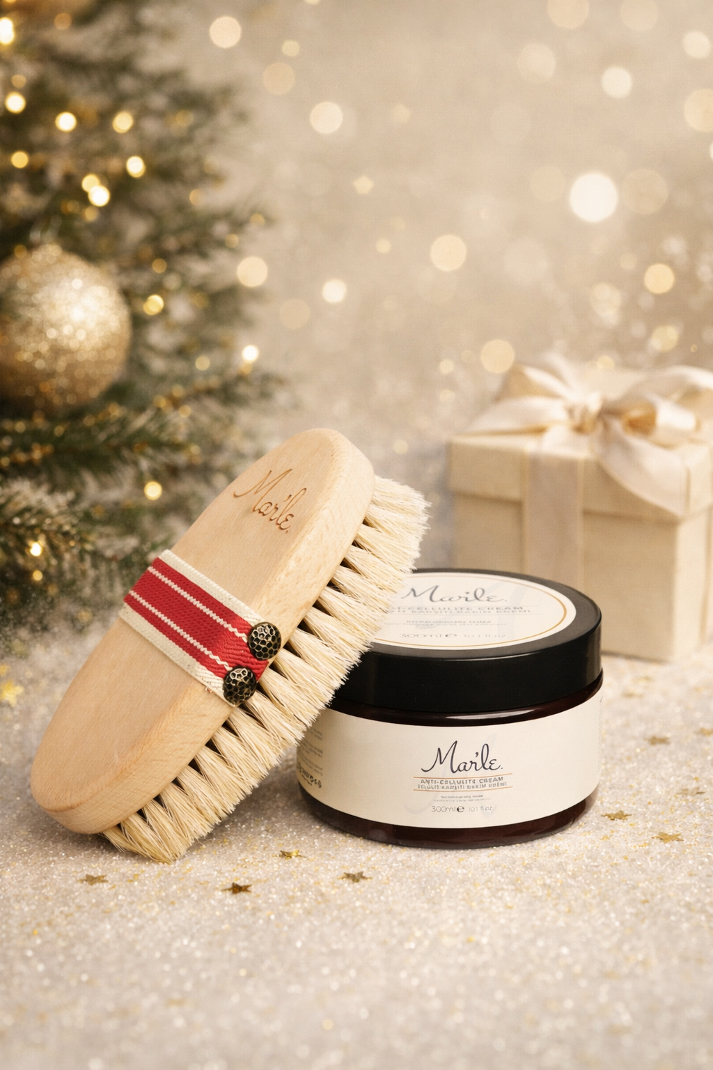 Mar'le Selülit Karşıtı Bakım Kremi 300 ml + Doğal At Kılı Selülit Fırçası
