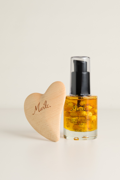 Mar'le Doğal Lifting Etkili Serum & Ahşap Yüz Masaj Aleti