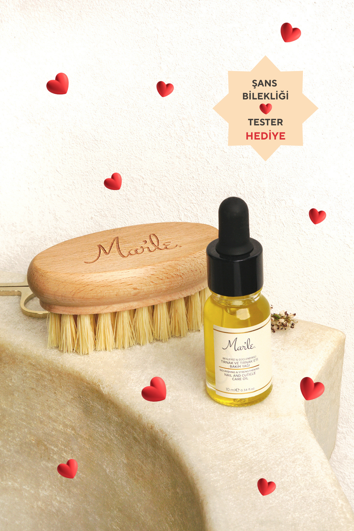 Mar’le %100 Doğal Besleyici & Güçlendirici Tırnak ve Tırnak Eti Bakım Yağı & Tırnak Bakım Fırçası