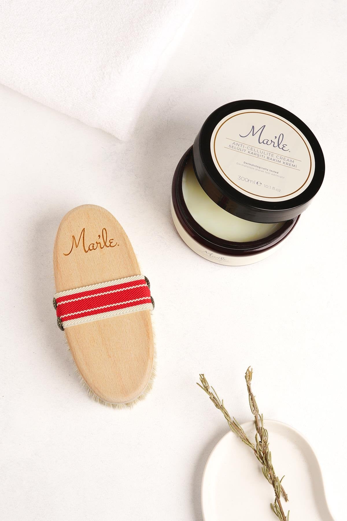 Mar'le Selülit Karşıtı Bakım Kremi 300 ml + Doğal At Kılı Selülit Fırçası